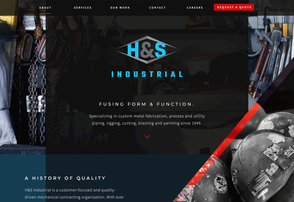 H&S Industrial, Nitro Cutting and RSR Electric homepages in modern dark design