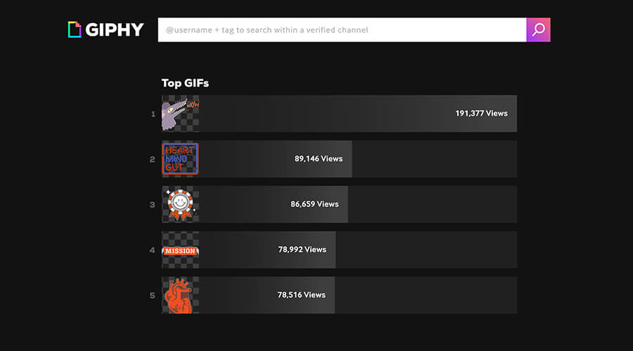 screen shot of giphy website