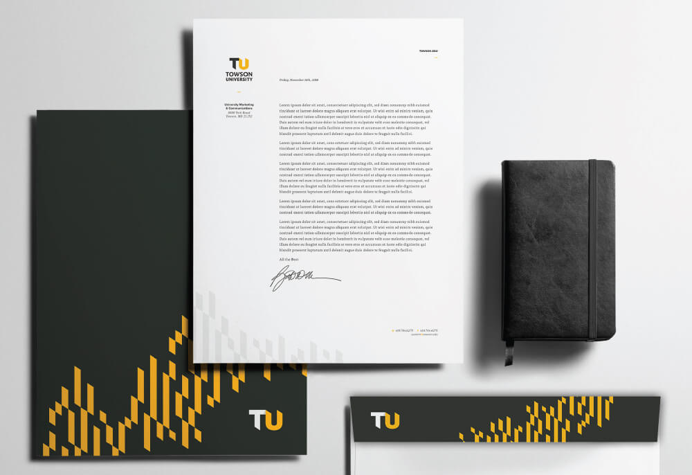 TU branded letter heads and notebooks