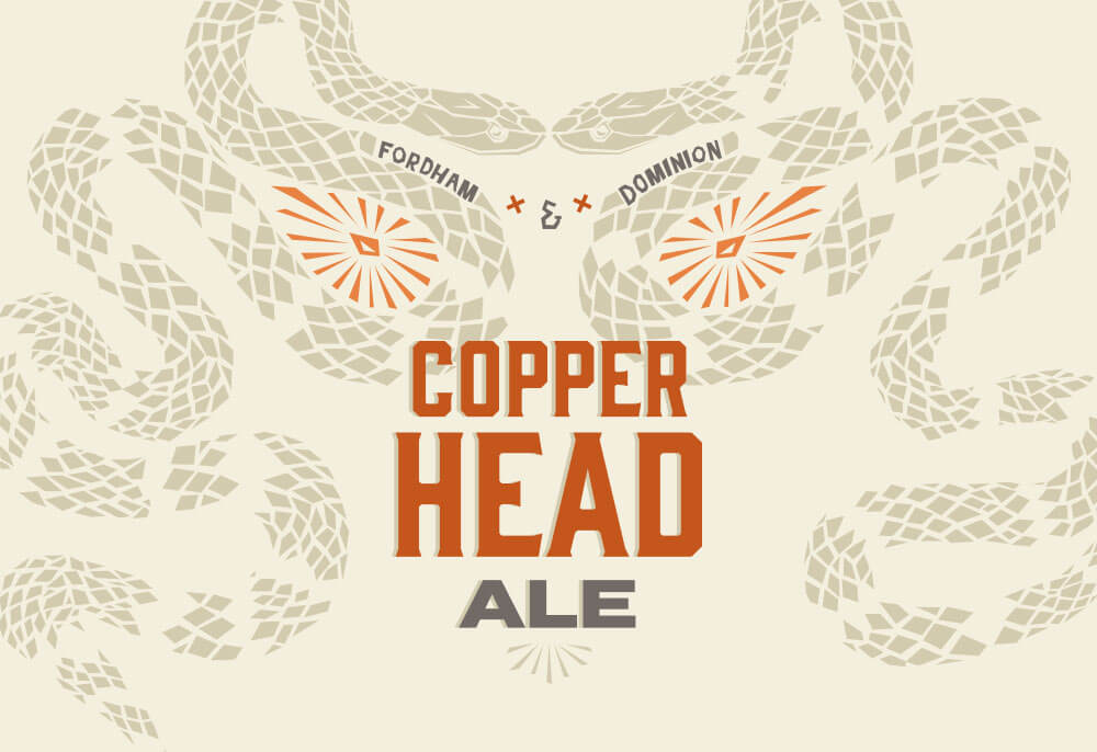 Fordham & Dominion Copper Head Ale label with two snakes