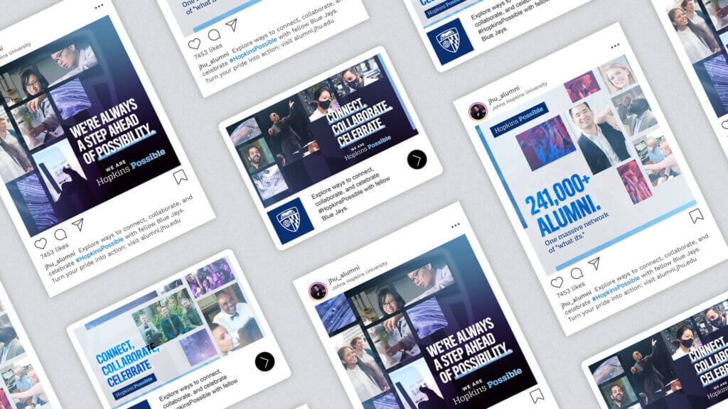 Array of Hopkins digital ads.
