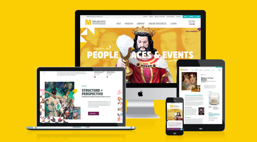 Various screens showing different pages of the MCHC website.
