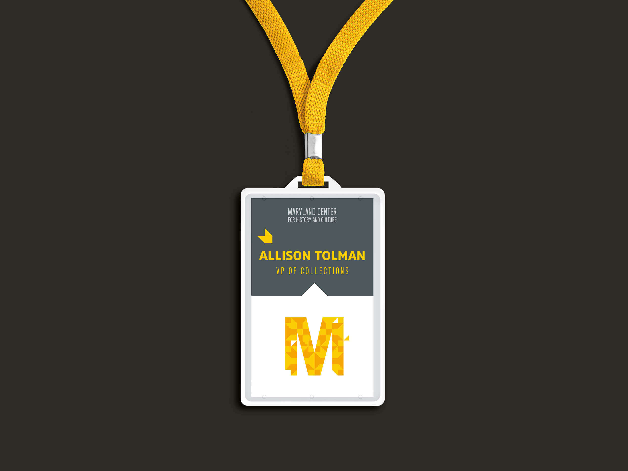 An employee name badge.