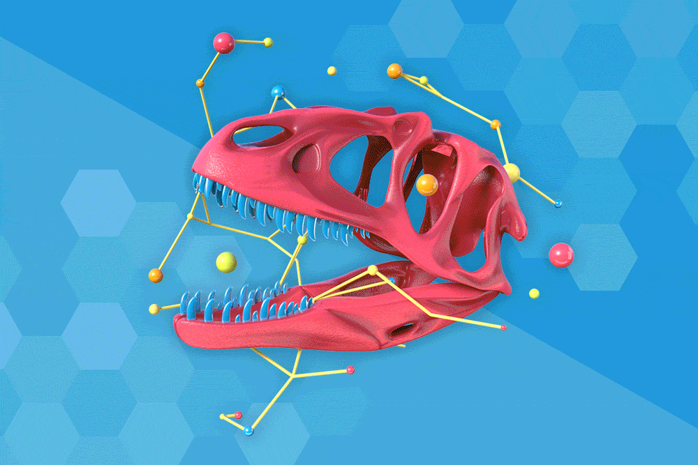 An animation cycling through various science-themed objects.