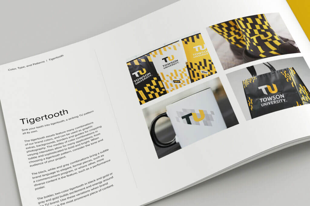 A page from the TU brand guidelines booklet.