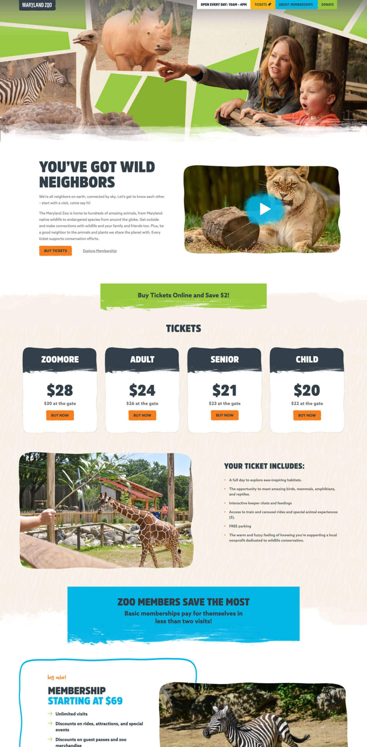 Campaign landing page with ticketing options.