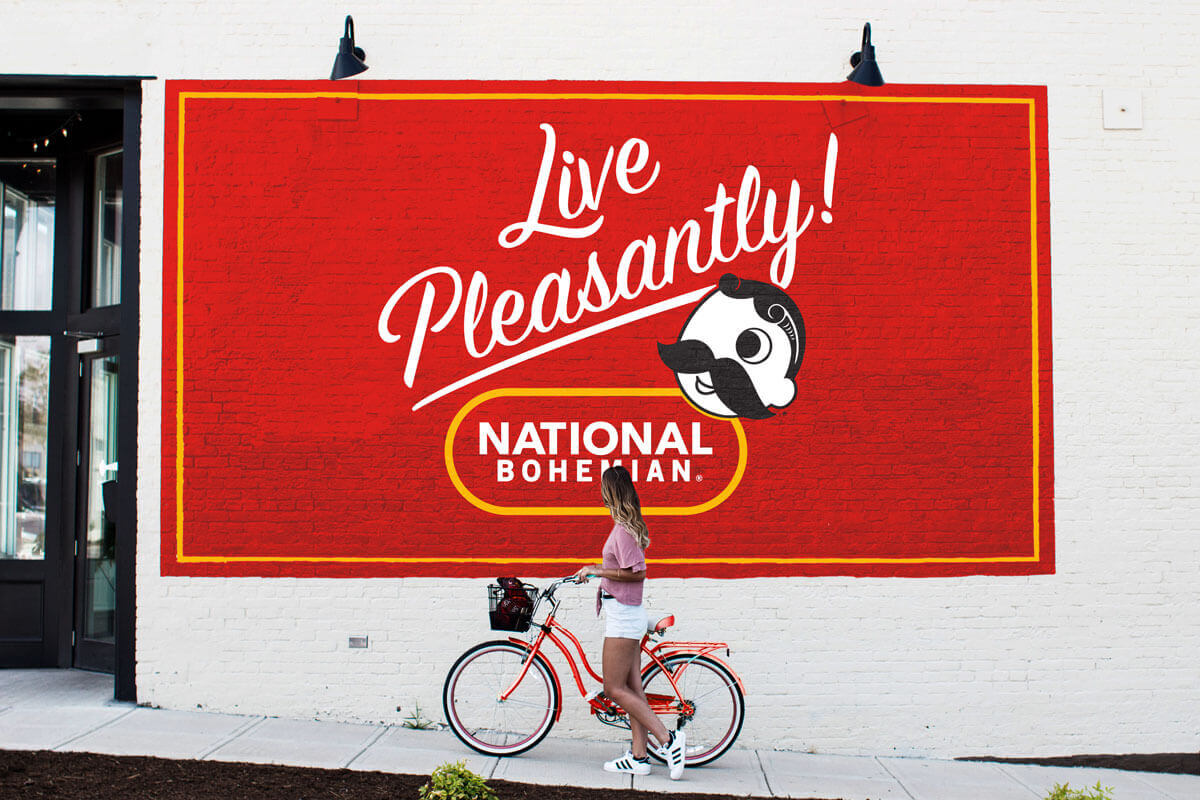 A mocked-up mural featuring the “Live Pleasantly!