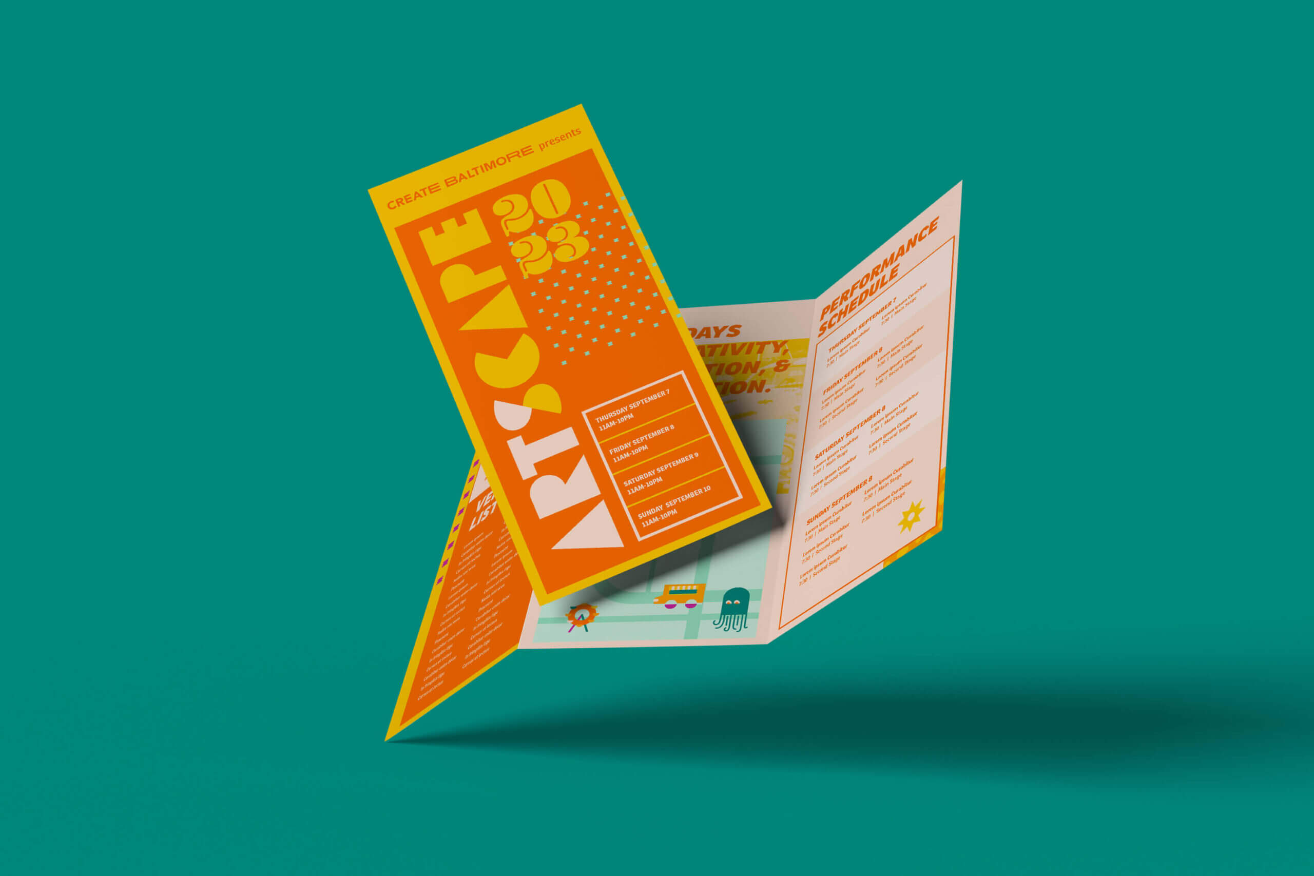 A mocked-up brochure for Artscape 2023.