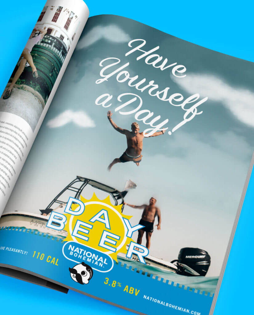 A mocked-up magazine ad for Day Beer.
