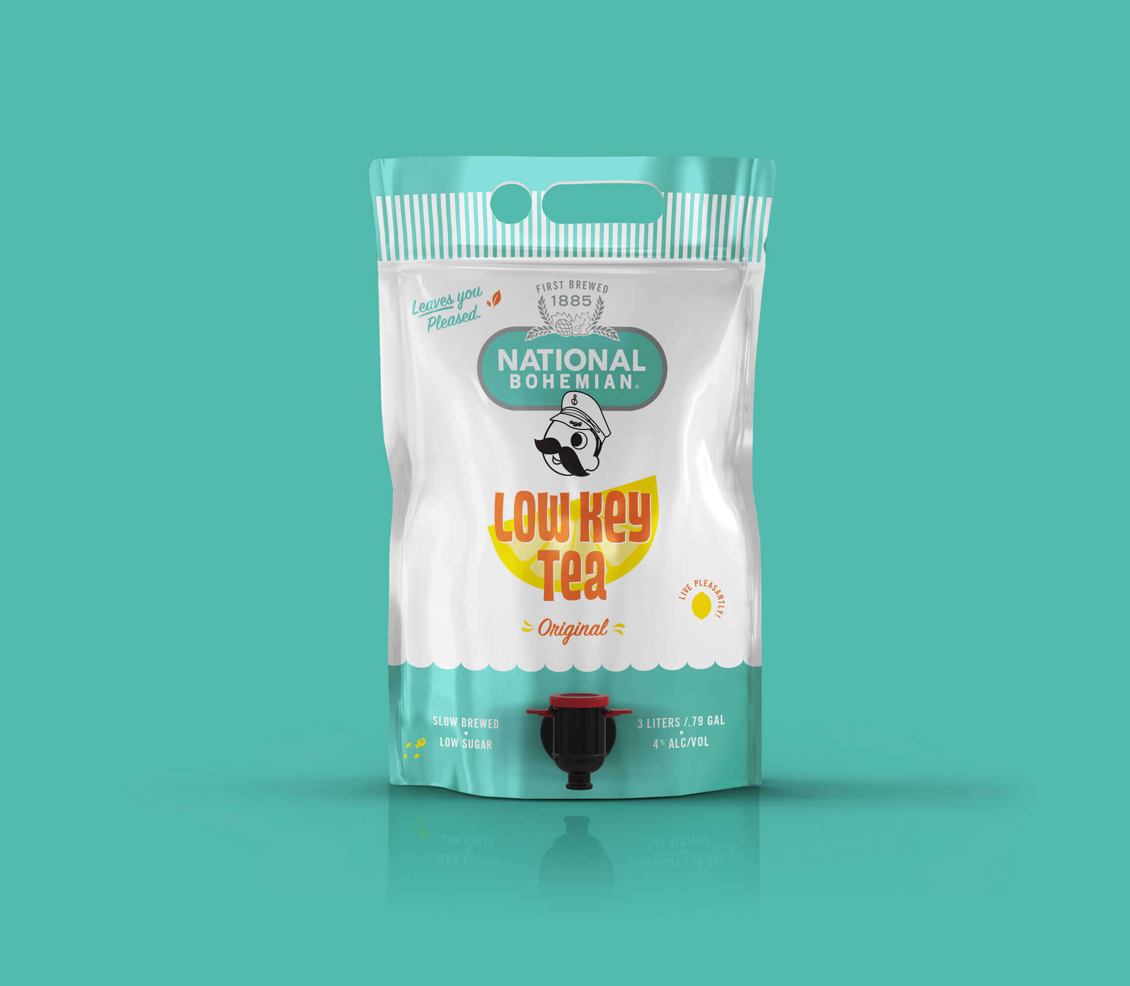 A large plastic pouch filled with Low Key Tea.