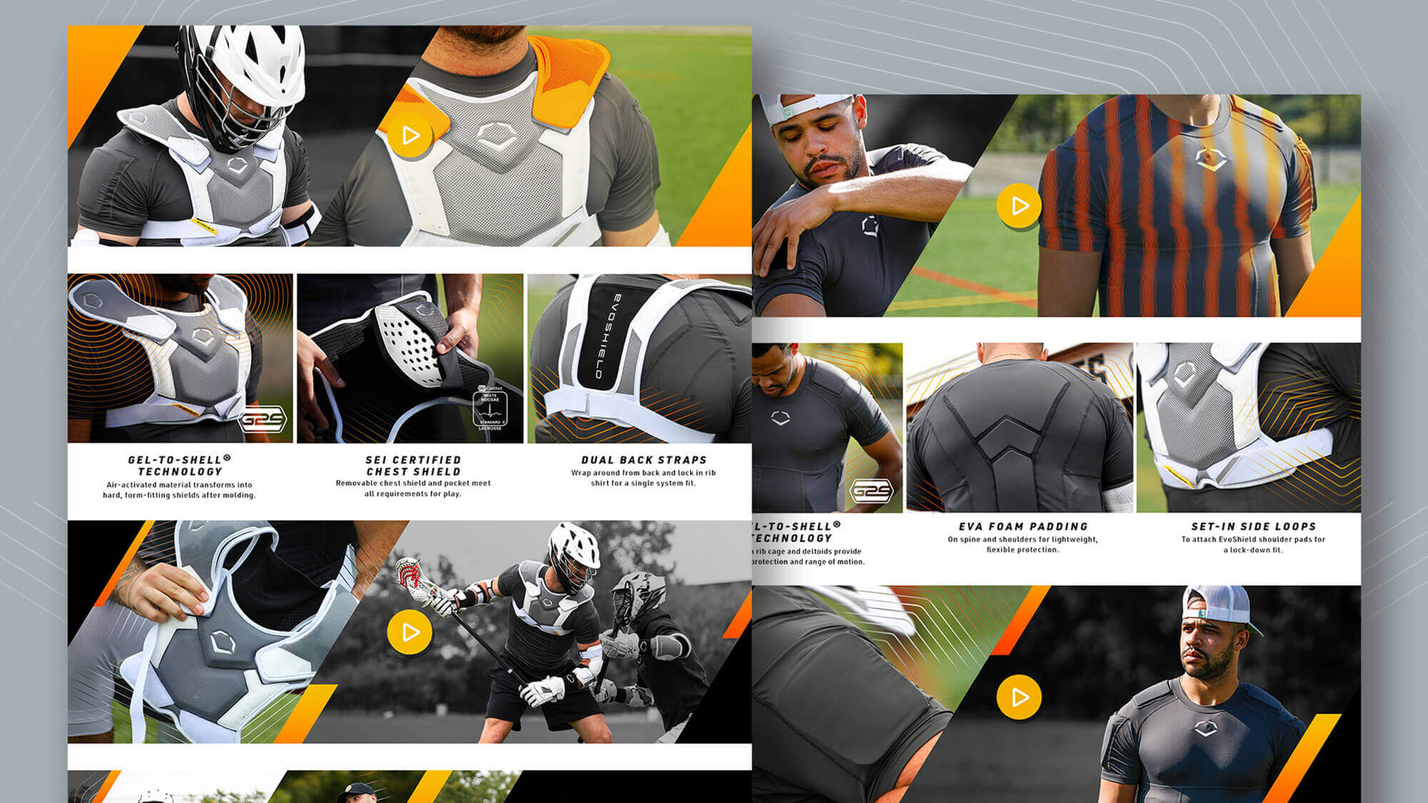 Screenshots of various products on EvoShield’s website.