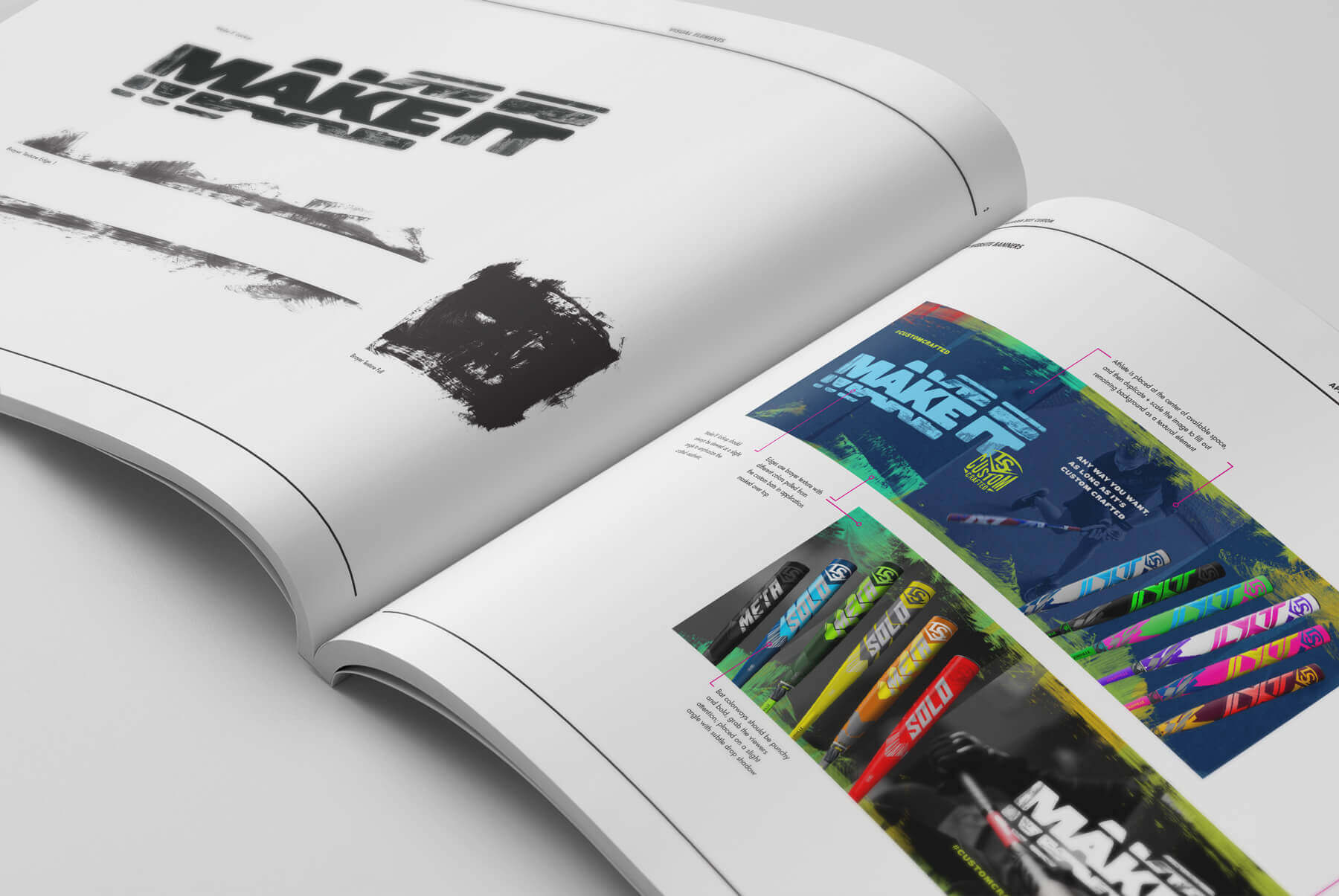 A detailed view of a printed booklet featuring campaign materials.