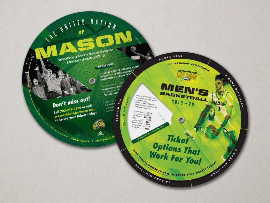 A detailed look at the wheel-shaped season ticket guide.