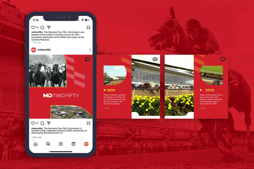 A sample social media post featuring a slideshow of facts from Maryland’s history.