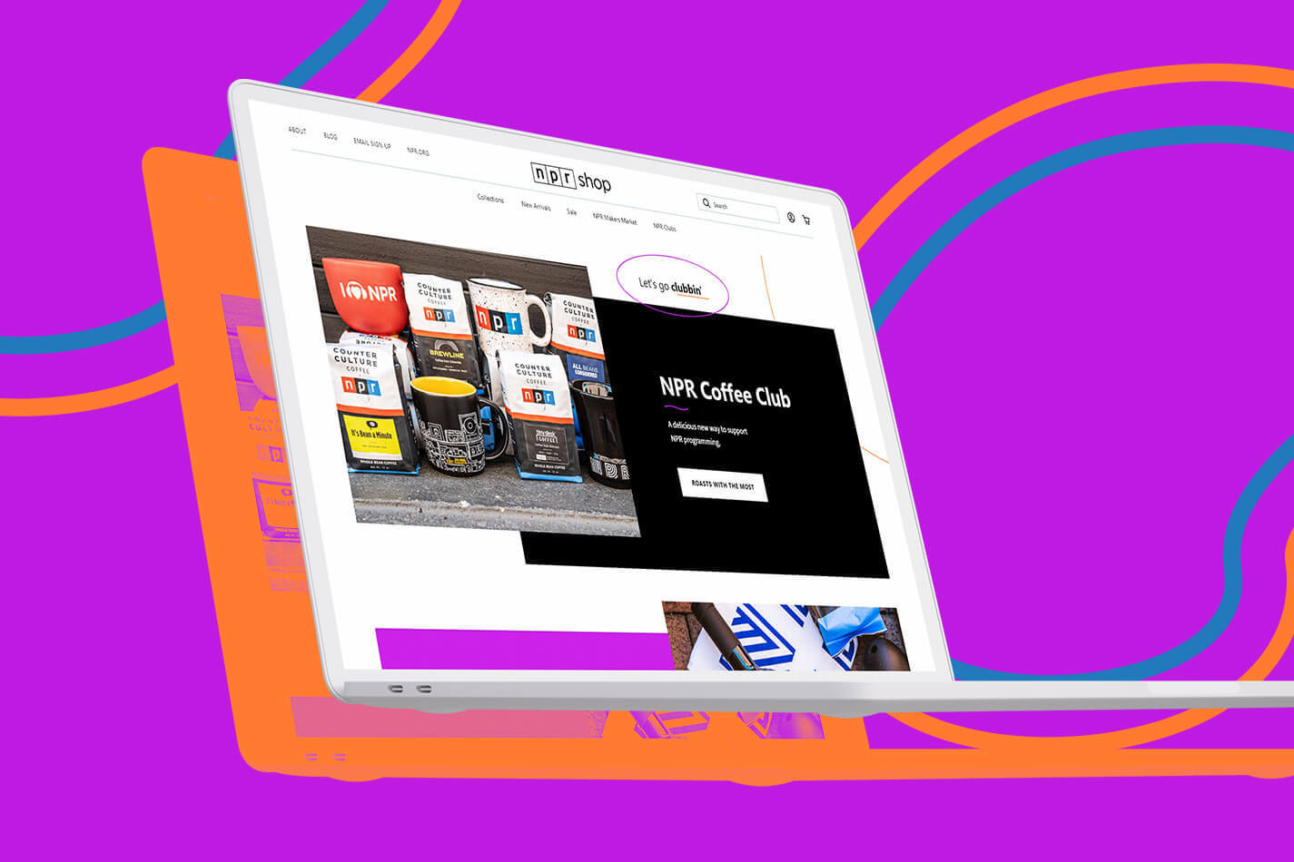 A laptop screen displaying the NPR Makers Market website.