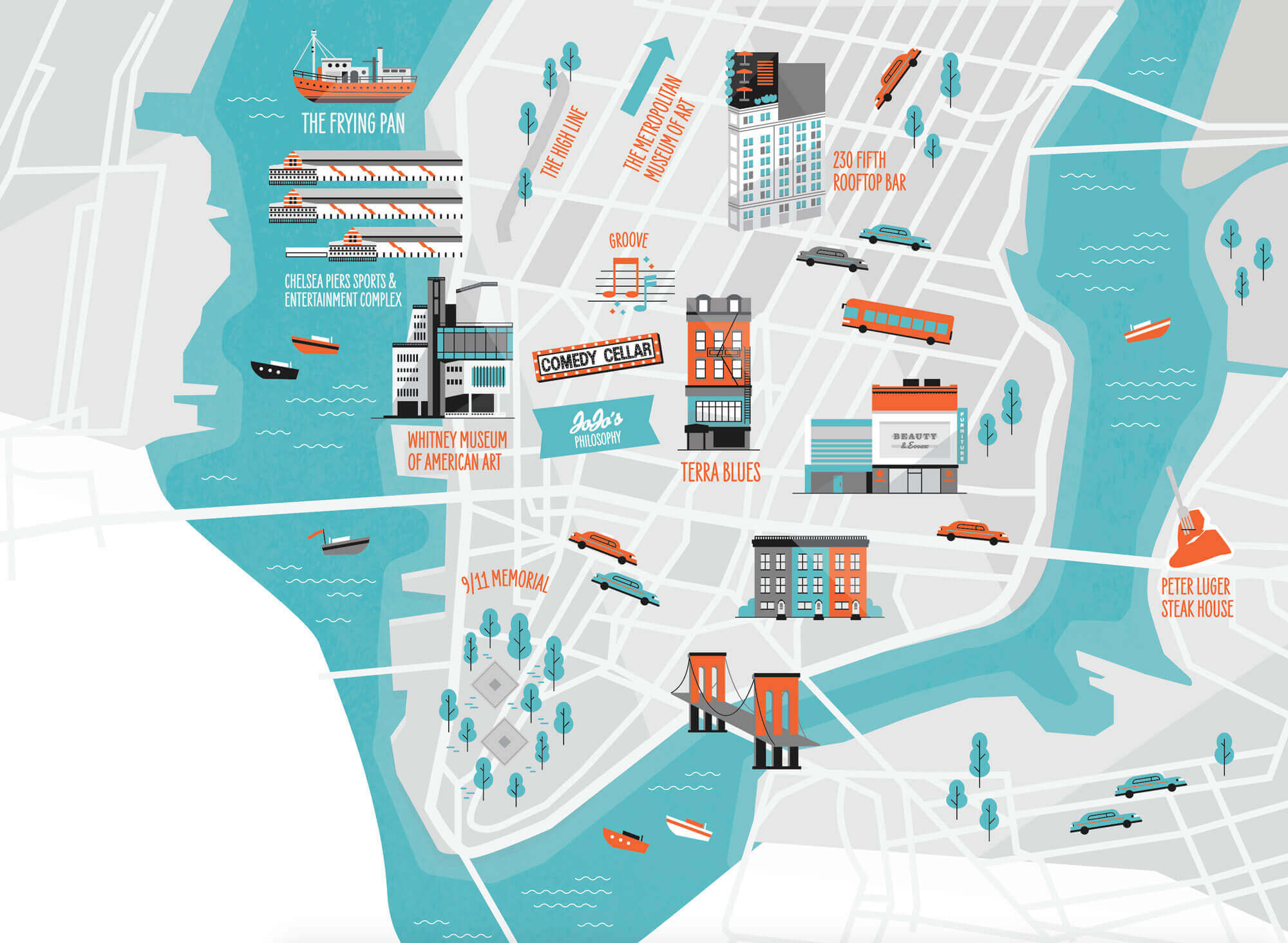 An illustration of New York City.