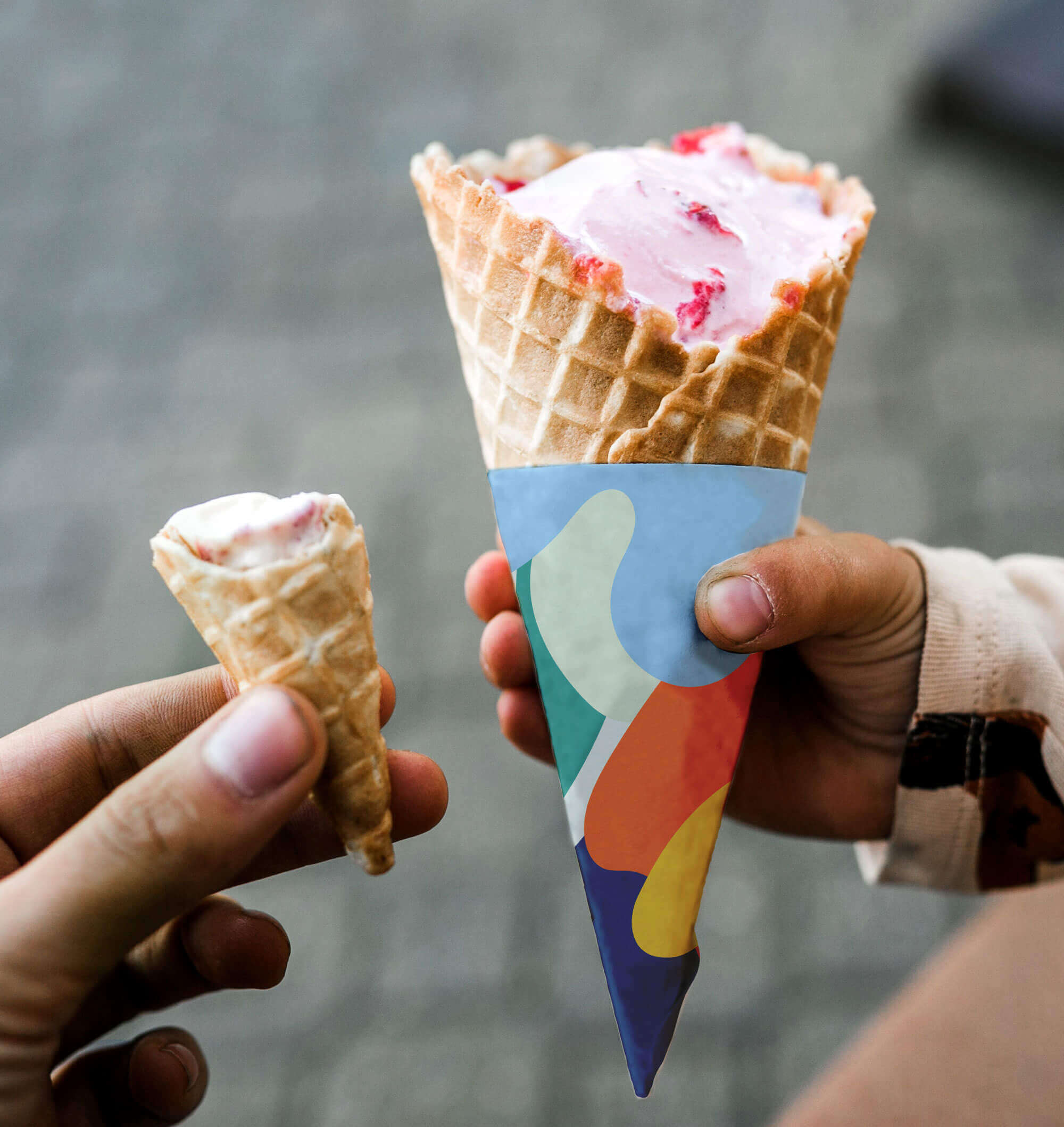 The Waterfront Baltimore partnership design on an ice cream cone wrapper.