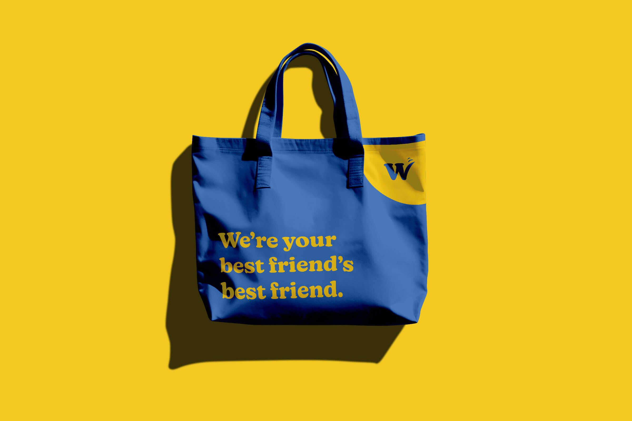 A wagWay-branded tote bag reading, 