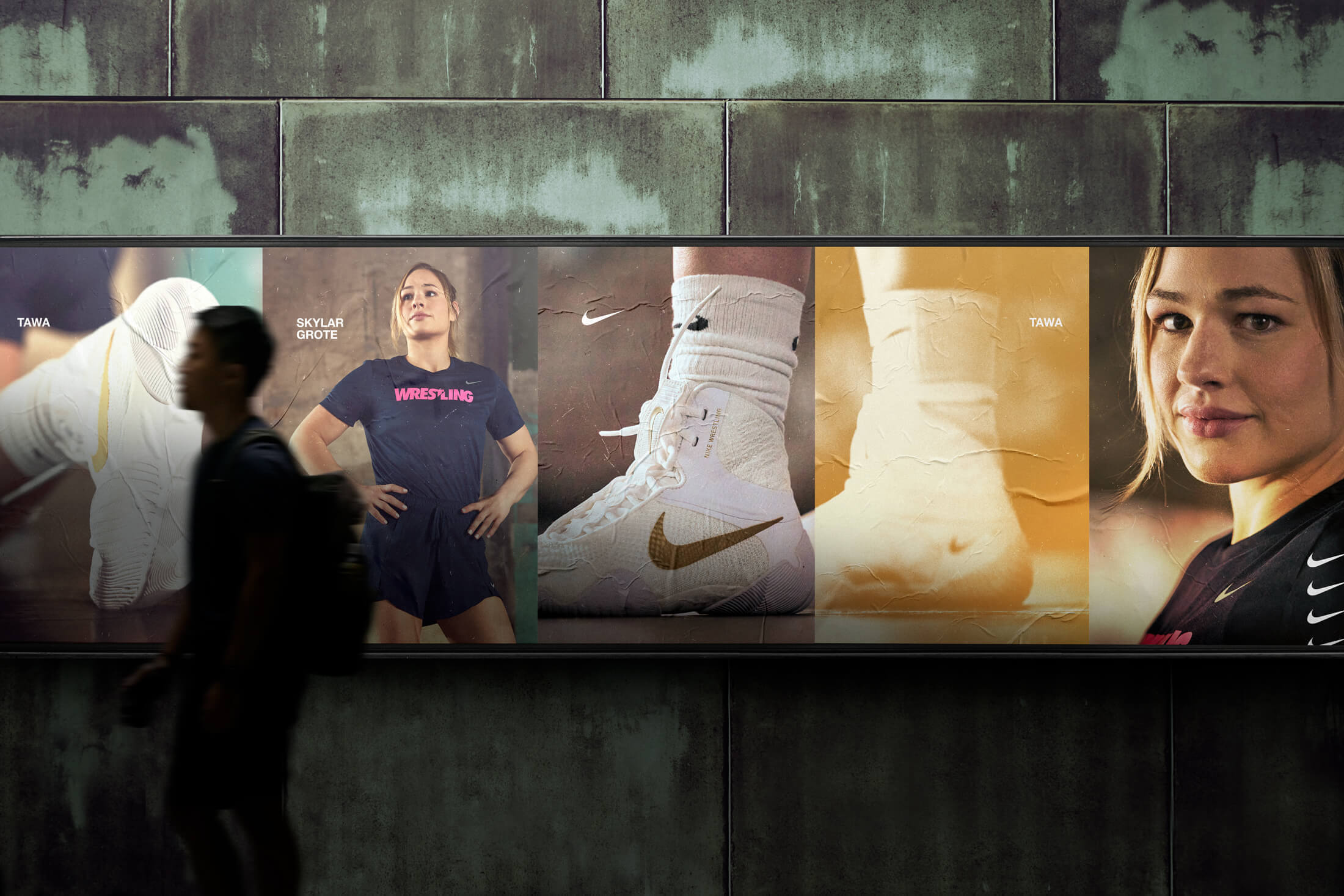 subway posters of Skylar Grote and the Nike Tawa