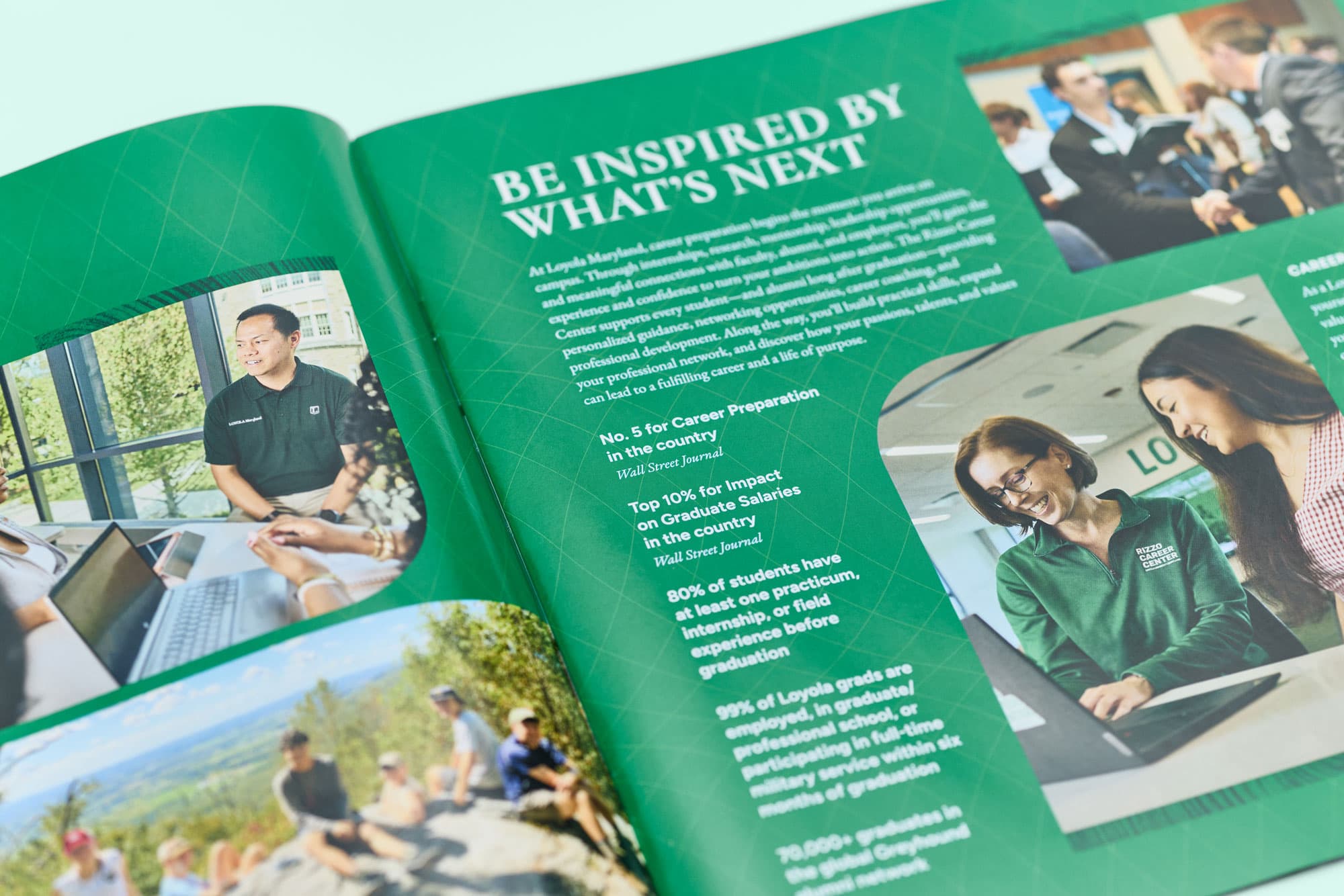 Open viewbook spread titled 